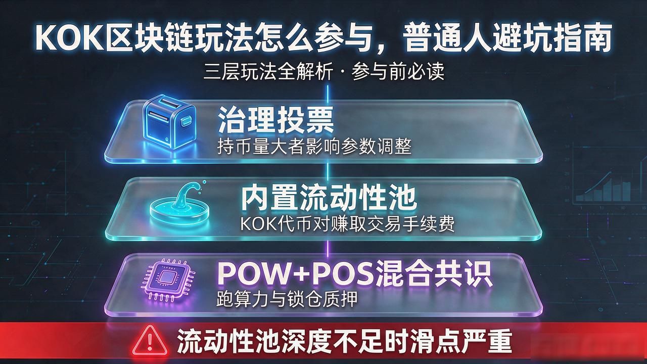 KOK区块链玩法_KOK项目POW+POS混合共识收益模型风险_KOK区块链挖矿质押去中心化金融玩法解析